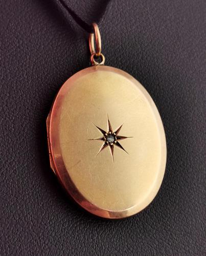 Antique Victorian Diamond Locket, 15ct Gold (1 of 10) Antique Victorian Diamond Locket, 15ct Gold (1 of 10)