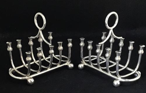 Pair of Edwardian Silver Plated Scottish Thistle Decorated 5 Bar Toast / Letter Racks (1 of 7) Pair of Edwardian Silver Plated Scottish Thistle Decorated 5 Bar Toast / Letter Racks (1 of 7)