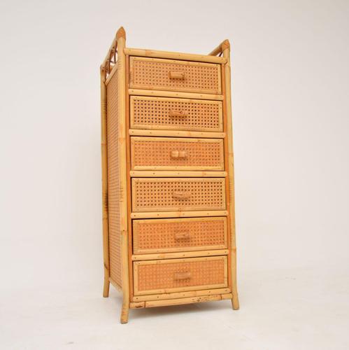 1970s Vintage Bamboo & Rattan Tallboy Chest of Drawers by Angraves (1 of 10)