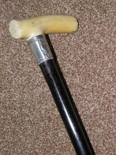 Hallmarked 1912 Silver Walking Stick / Dress Cane With Vacant Cartouche (1 of 12)