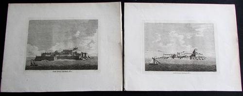 Pair of Original Engravings of Castle Cornet Guernsey Dated 1777 (1 of 3)