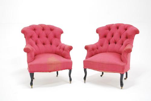 Pair of Napoleon III Upholstered Armchairs (1 of 5) Pair of Napoleon III Upholstered Armchairs (1 of 5)