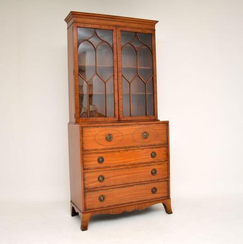 Antique Inlaid Mahogany Secretaire Bureau Bookcase (1 of 11)