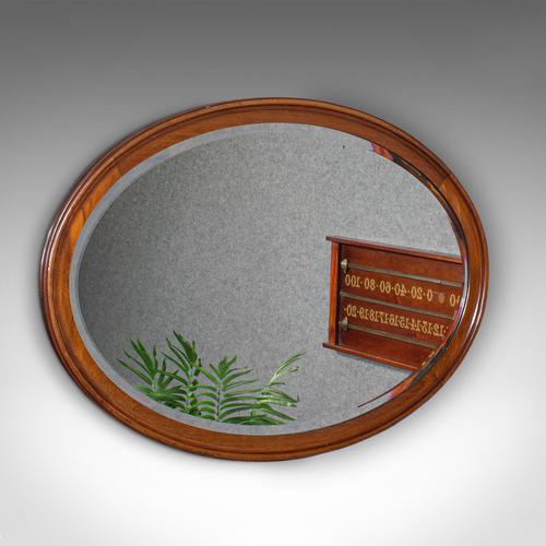 Antique Oval Mirror, English Walnut, Bevelled Glass, Overmantle, Hall, Edwardian (1 of 7)