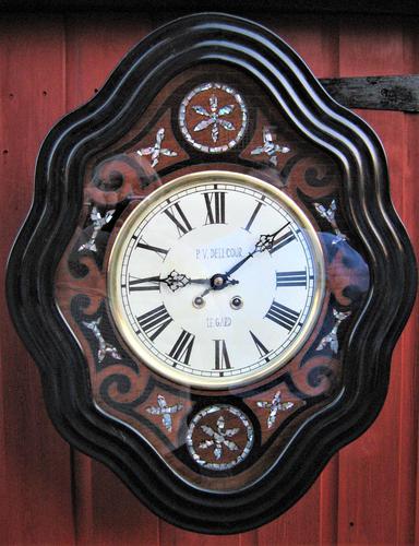 Wonderful 1880’s French Striking Oval Vineyard Wall Clock by Japy Frères. (1 of 8) Wonderful 1880’s French Striking Oval Vineyard Wall Clock by Japy Frères. (1 of 8)