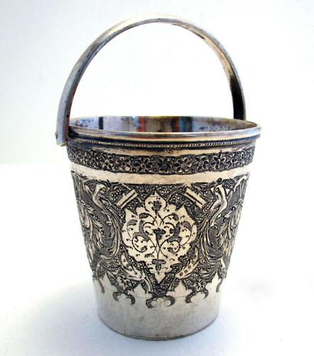 Beautiful Antique Persian Islamic Middle Eastern CREAM PAIL Solid Silver Small Cup Beaker Basket c.1910 (1 of 5)