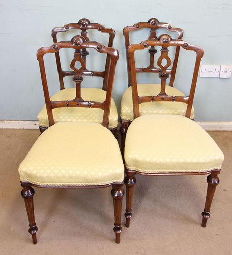 Antique Set of Four Victorian Walnut Dining Chairs (1 of 6)