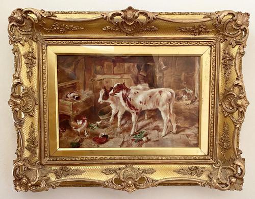 Victorian Oil of a Farmyard Scene C1900 (1 of 6)