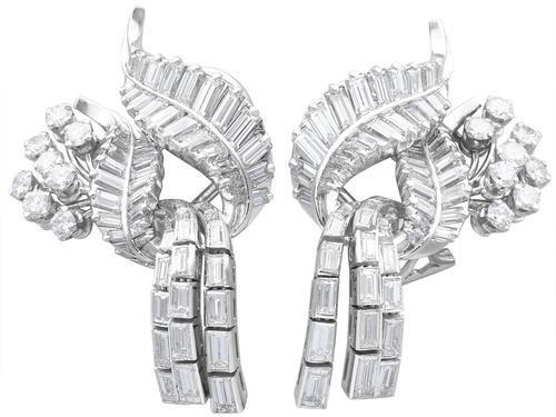 5.90ct Diamond & Platinum Tassel Earrings - Vintage c.1950 (1 of 9)