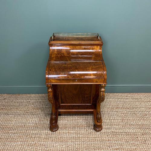 Sensational Victorian Burr Walnut Piano Top Antique Davenport Desk (1 of 10)