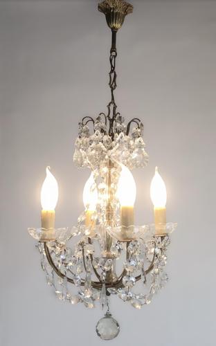 Vintage French Petite Chandelier 4 Arm Crystal Ceiling Light (1 of 6) Vintage French Petite Chandelier 4 Arm Crystal Ceiling Light (1 of 6)