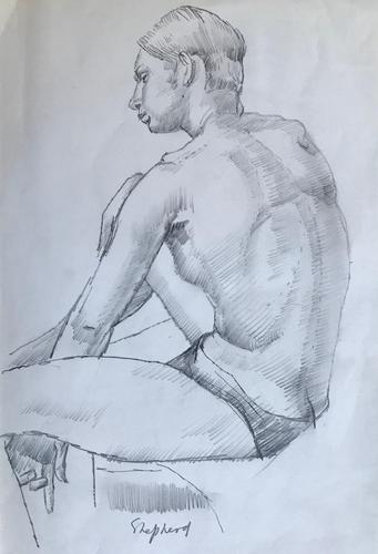 Original pencil drawing 'The artist's model' by Toby Horne Shepherd 1909-1993. Signed. c.1965 (1 of 1) Original pencil drawing 'The artist's model' by Toby Horne Shepherd 1909-1993. Signed. c.1965 (1 of 1)