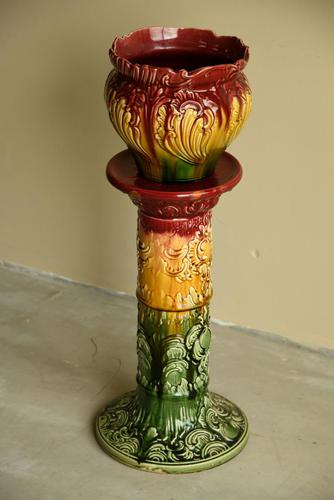 Majolica Glazed Plant Stand Jardinere (1 of 10)