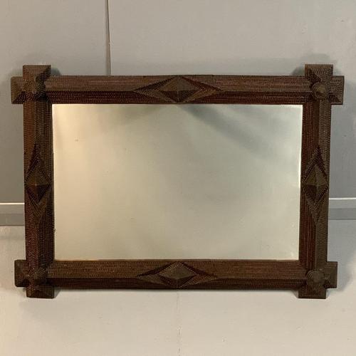 Large "tramp art" mirror with original glass (1 of 6) Large "tramp art" mirror with original glass (1 of 6)