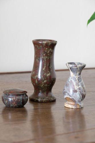 Rare Marble Vases with Lidded Pot (1 of 6) Rare Marble Vases with Lidded Pot (1 of 6)
