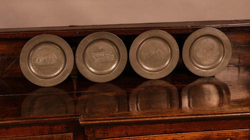 Set of 4 Pewter Plates with Engraved Decoration (1 of 7) Set of 4 Pewter Plates with Engraved Decoration (1 of 7)
