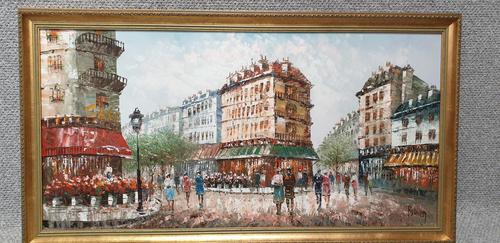 Large French Scene Oil Painting 'Burnett' (1 of 3) Large French Scene Oil Painting 'Burnett' (1 of 3)