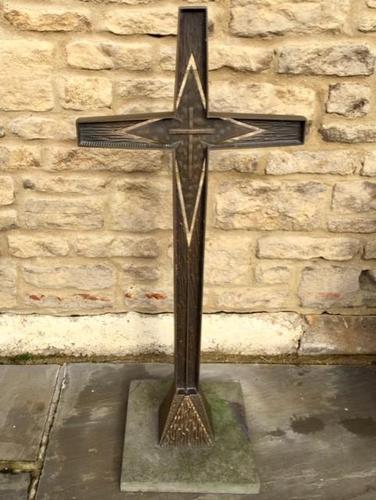 French Bronze Altar Cross Crucifix on Slate Stone Base (1 of 9)