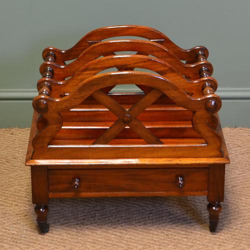 Elegant Victorian Mahogany Antique Canterbury (1 of 8)