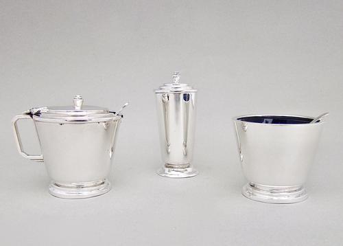 Art Deco Sterling Silver Three Piece Condiment Set by Reid & Son, Birmingham 1934 (1 of 5) Art Deco Sterling Silver Three Piece Condiment Set by Reid & Son, Birmingham 1934 (1 of 5)