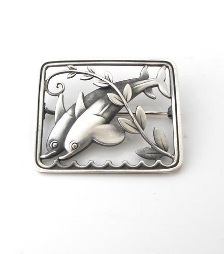 Beautiful Georg Jensen Vintage Silver Arno Malinowski Dolphin Design Brooch c.1930 (1 of 3)