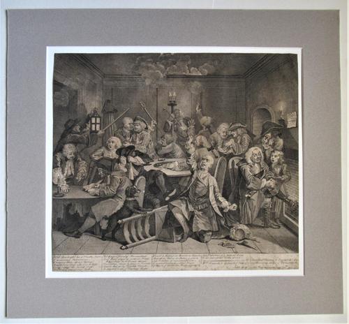 Original Second State Hogarth Print, A Rake's Progress Plate 6, 1735 (1 of 9)