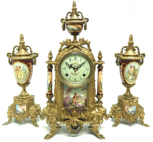 Vintage Sevres Mantel Clock Garniture 8 Day Striking Ormolu Mantel Clock (1 of 14) Vintage Sevres Mantel Clock Garniture 8 Day Striking Ormolu Mantel Clock (1 of 14)