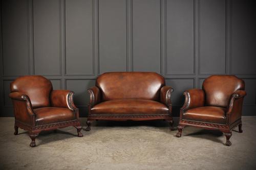Hand Dyed Chestnut Leather & Mahogany Club Suite (1 of 19) Hand Dyed Chestnut Leather & Mahogany Club Suite (1 of 19)