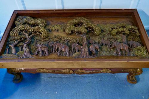 Indian Teak Coffee Table & Side Table Set Carved with Elephants (1 of 11) Indian Teak Coffee Table & Side Table Set Carved with Elephants (1 of 11)