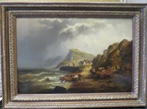 Large Marine Coastal Scene by W. Stone c.1880 (1 of 6)