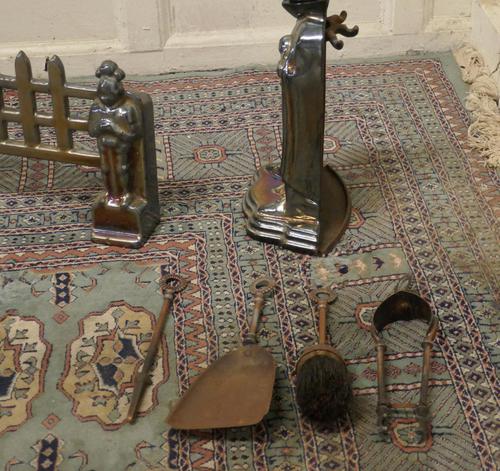 1930's Enamelled Knight Fireside Companion Set & Matching Fender (1 of 5) 1930's Enamelled Knight Fireside Companion Set & Matching Fender (1 of 5)
