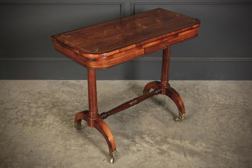 Rare Regency Rosewood Brass Inlaid Card Table (1 of 15) Rare Regency Rosewood Brass Inlaid Card Table (1 of 15)