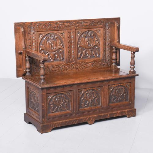 Finely Carved Late Victorian Oak Monk’s Bench (1 of 9) Finely Carved Late Victorian Oak Monk’s Bench (1 of 9)