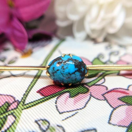 Antique 9ct Gold Turquoise Cabochon Brooch (1 of 9) Antique 9ct Gold Turquoise Cabochon Brooch (1 of 9)