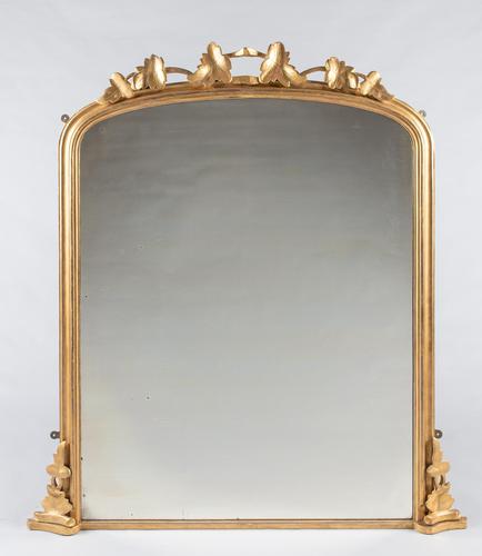 Large English Victorian Carved Giltwood Overmantle Mirror (1 of 7)