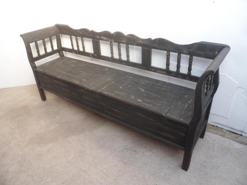 Shabby Chic Black 4 Seater Antique Pine Kitchen / Hall Box Settle / Bench (1 of 10) Shabby Chic Black 4 Seater Antique Pine Kitchen / Hall Box Settle / Bench (1 of 10)