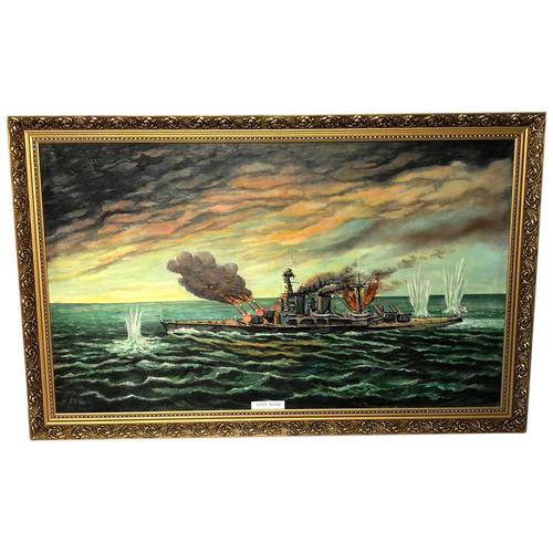 Large Seascape Oil Painting WW2 Battle "HMS Battleship Hood The Last Moments" (1 of 12) Large Seascape Oil Painting WW2 Battle "HMS Battleship Hood The Last Moments" (1 of 12)