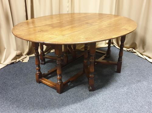 Superb 10/12 Seat Oak Drop Leaf Wake Table (1 of 15)