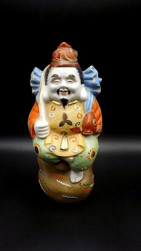 1960's Japanese Porcelain Saki Decanter - Still Sealed - Ebisu God of Fishermen (1 of 7)