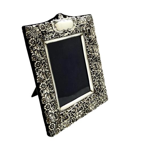 Antique Edwardian Sterling Silver 9 1/2" Photo Frame 1902 (1 of 11)