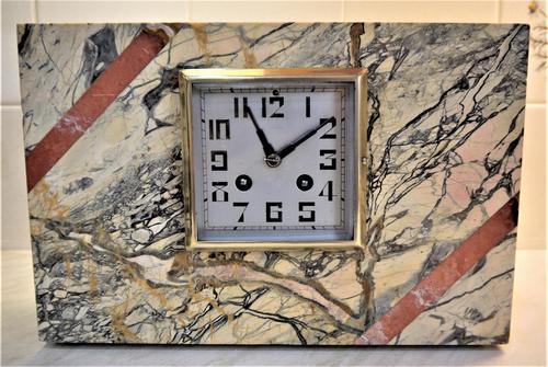 French Art Deco Marble Striking Mantel Clock 1930 (1 of 7)