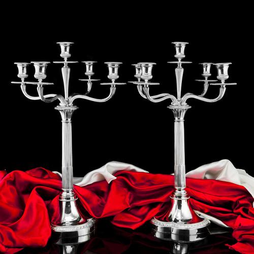 A Magnificent Pair of English Solid Sterling Silver 5-light Candelabra - Neoclassical Design - Hunt & Roskell (late Storr Mortimer & Hunt) (1 of 35) A Magnificent Pair of English Solid Sterling Silver 5-light Candelabra - Neoclassical Design - Hunt & Roskell (late Storr Mortimer & Hunt) (1 of 35)