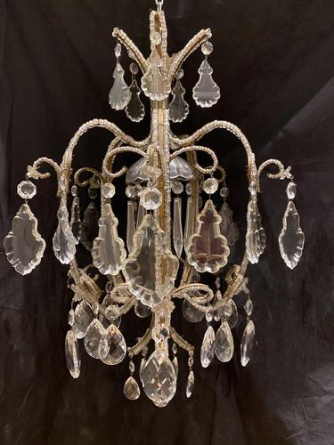 One Light Small Antique Italian Beaded Chandelier (1 of 11) One Light Small Antique Italian Beaded Chandelier (1 of 11)