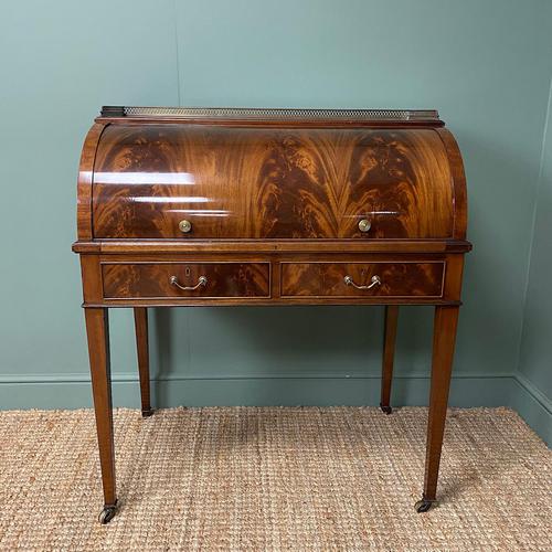 Superb Quality Victorian Antique Cylindrical Mahogany Desk by Maple & Co (1 of 12)