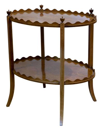 Oval Inlaid Mahogany 2 Tier Table by Shoolbred (1 of 6) Oval Inlaid Mahogany 2 Tier Table by Shoolbred (1 of 6)