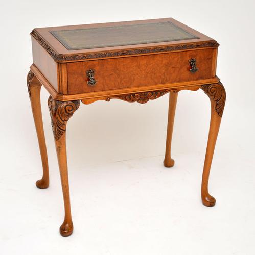 Antique Burr Walnut Leather Top Writing Table / Desk (1 of 10)