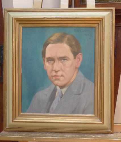 Oil on Canvas Portrait of a Man Listed Artist Edward Kenneth Centre 1945 (1 of 14) Oil on Canvas Portrait of a Man Listed Artist Edward Kenneth Centre 1945 (1 of 14)