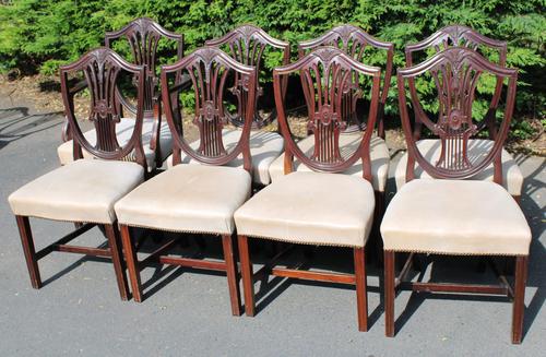 1900's Quality Set of 8 Mahogany Wheatcheaf Chairs - 7 + 1 Carver - Pop-out Seats (1 of 3)