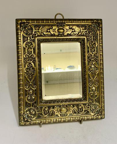 Victorian Brass Wall Mirror with Bevelled Glass c.1875 (1 of 4)