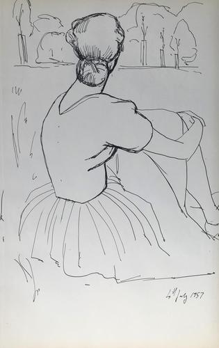 Original Pen & Ink Drawing 'Contemplation' by Toby Horne Shepherd - Dated 1957 (1 of 1) Original Pen & Ink Drawing 'Contemplation' by Toby Horne Shepherd - Dated 1957 (1 of 1)